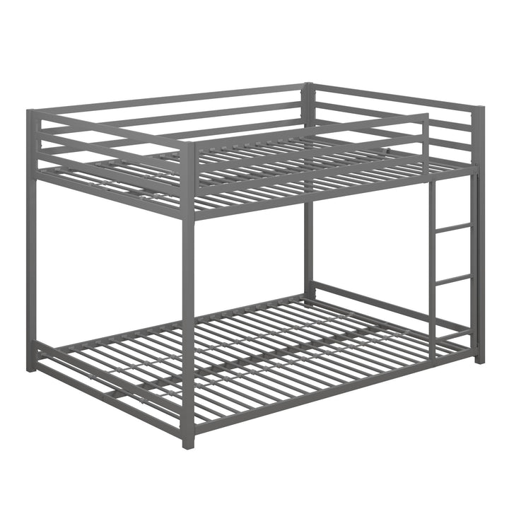 Miles Full Over Full Metal Bunk Bed with Metal Slats and Integrated Ladder - Silver - Full-Over-Full