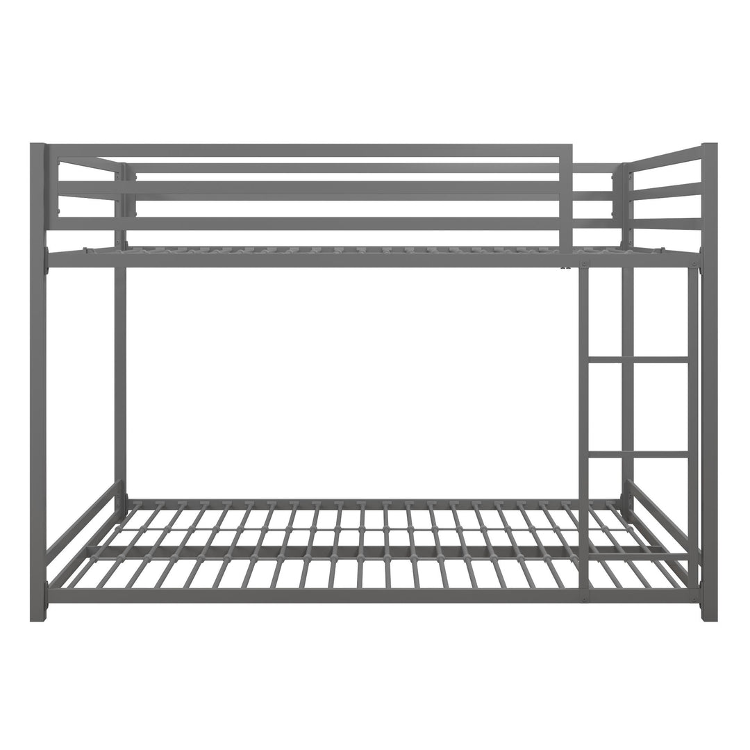 Miles Full Over Full Metal Bunk Bed with Secured Metal Slats and Integrated Ladder  -  Silver  - Full-Over-Full