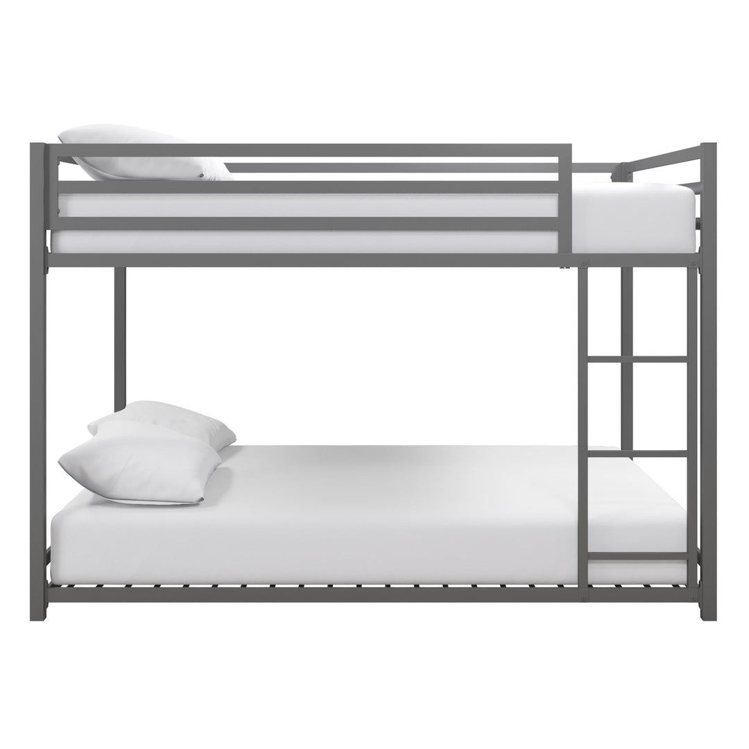 Miles Full Over Full Metal Bunk Bed with Metal Slats and Integrated Ladder - Silver - Full-Over-Full