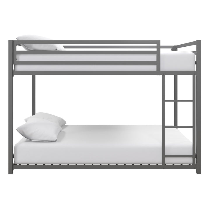 Miles Full Over Full Metal Bunk Bed with Metal Slats and Integrated Ladder - Silver - Full-Over-Full