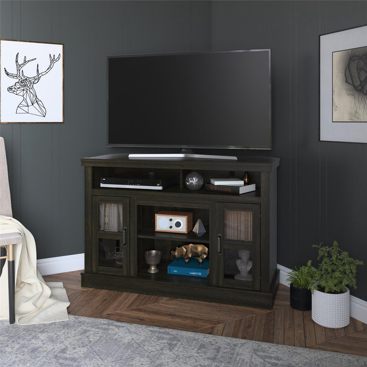 Tinley Park Corner TV Stand for TVs up to 54 Inches - Brown Oak