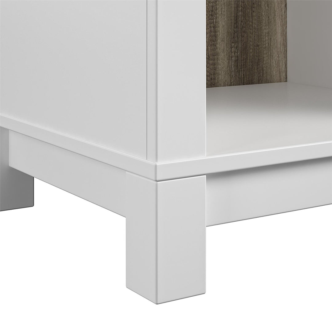 Durable 1 Drawer Nightstand with Open Compartment -  White