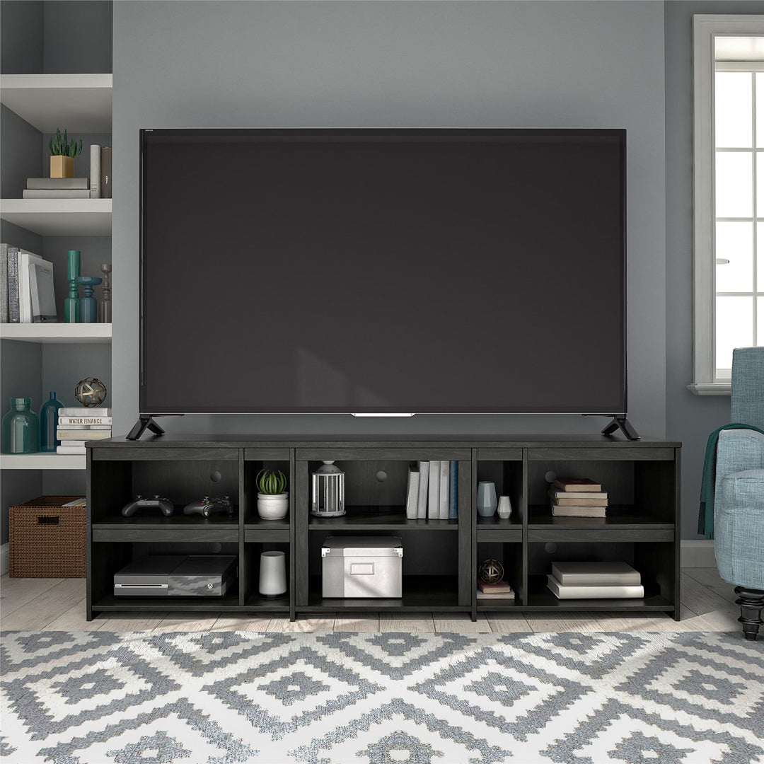 TV Stand for 70 Inch TV with Shelves -  Black Oak