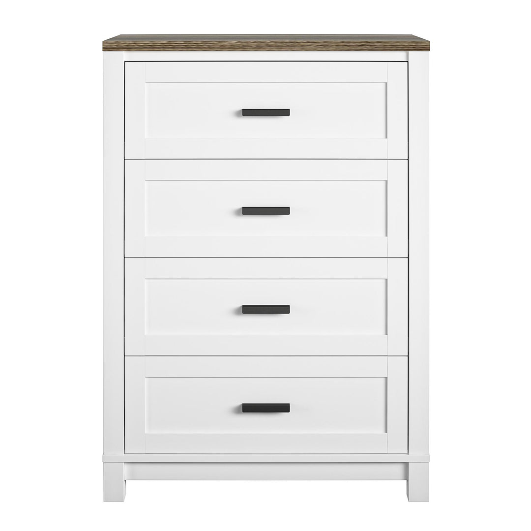 Chapel Hill Modern Farmhouse 4 Drawer Dresser  -  White
