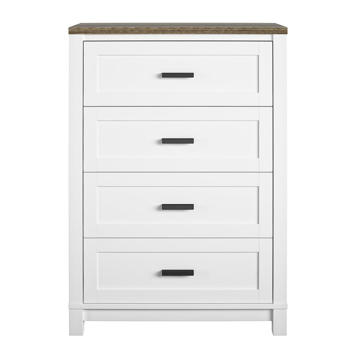Chapel Hill Modern Farmhouse 4 Drawer Dresser  -  White