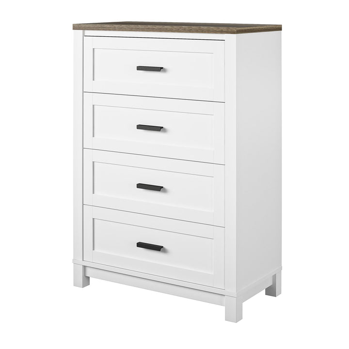 Stylish Modern Farmhouse 4 Drawer Dresser -  White