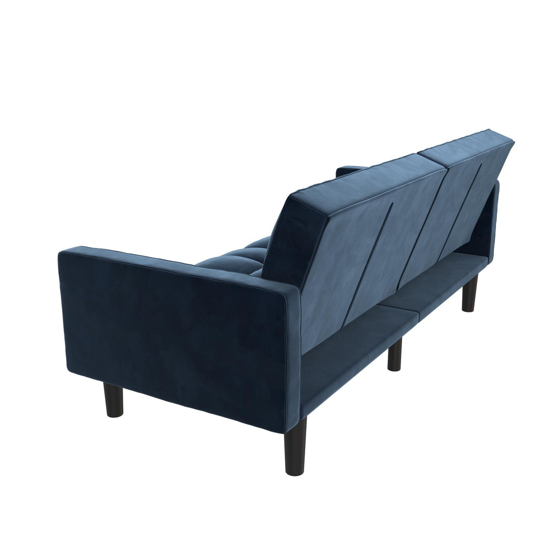 Harper Convertible Upholstered Futon with Wide Track Arms - Blue
