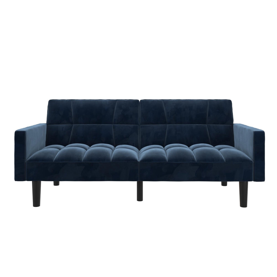 Harper Convertible Upholstered Futon with Wide Track Arms - Blue