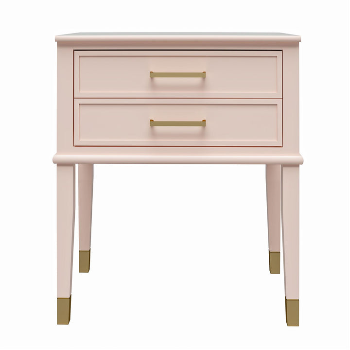 Stylish Nightstand with Two Drawers -  Pink