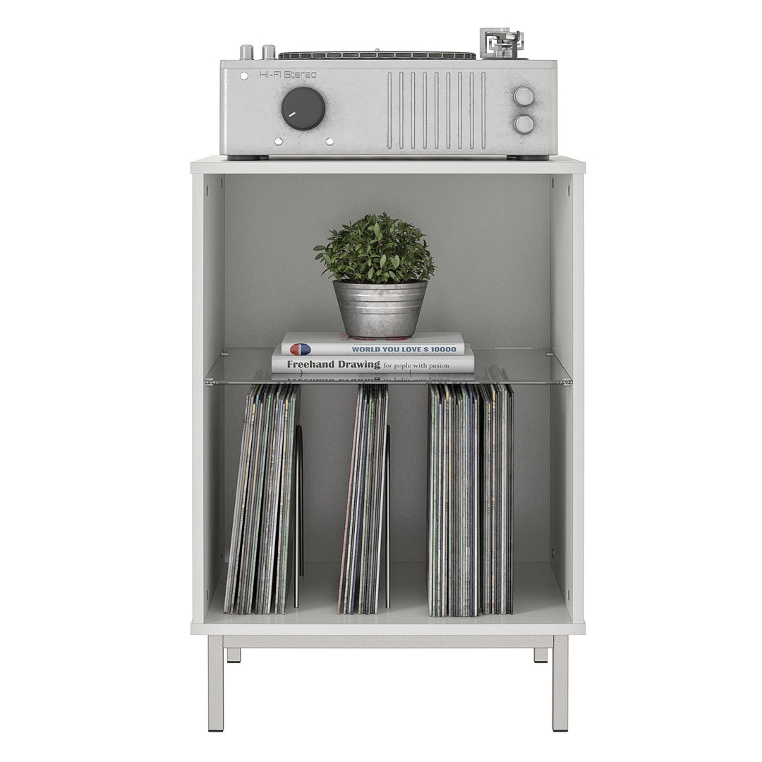 Modern Lumina Turntable Stand with Lights -  White