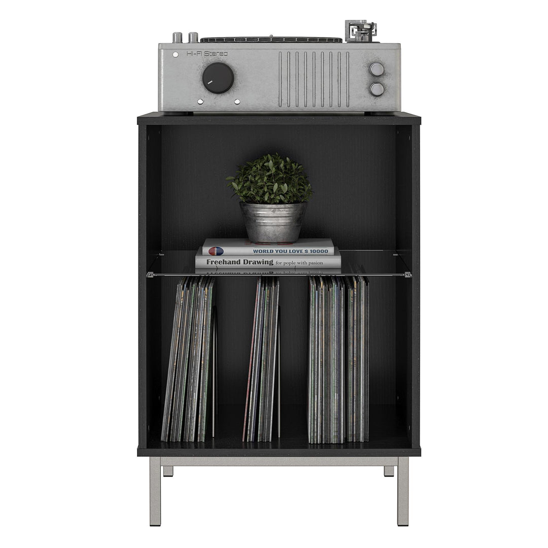 Lumina Stand with LED Lights for Turntable -  Black Oak