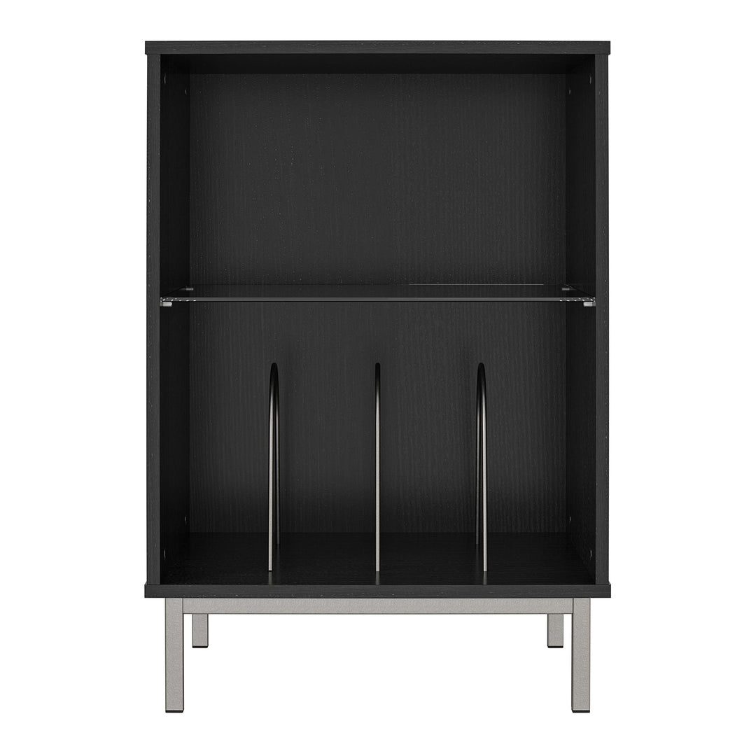 Modern Lumina Turntable Stand with Lights -  Black Oak
