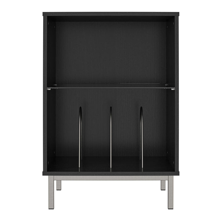 Modern Lumina Turntable Stand with Lights -  Black Oak