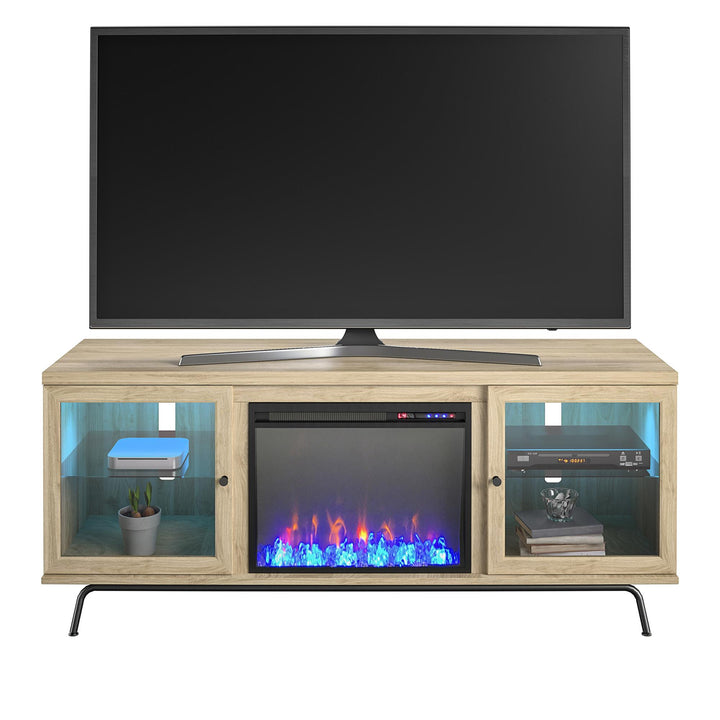 Fireplace stand for 70" TV -  Blonde Oak
