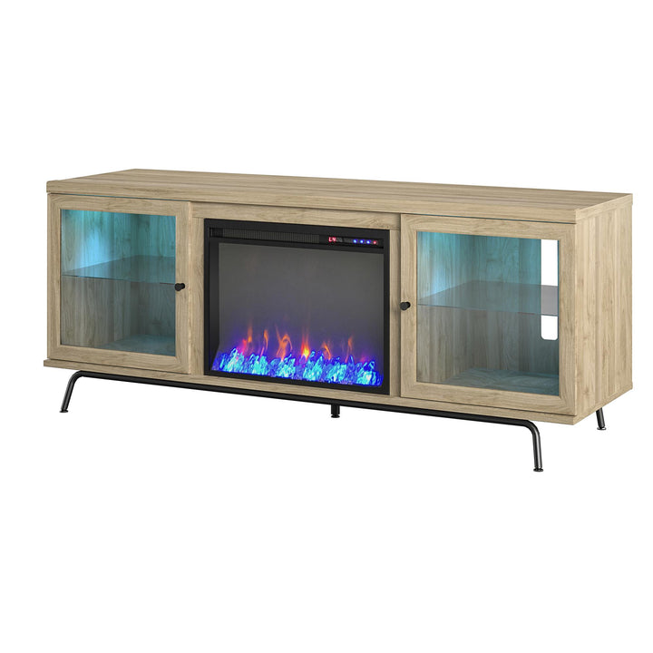 TV stand with integrated lighting -  Blonde Oak