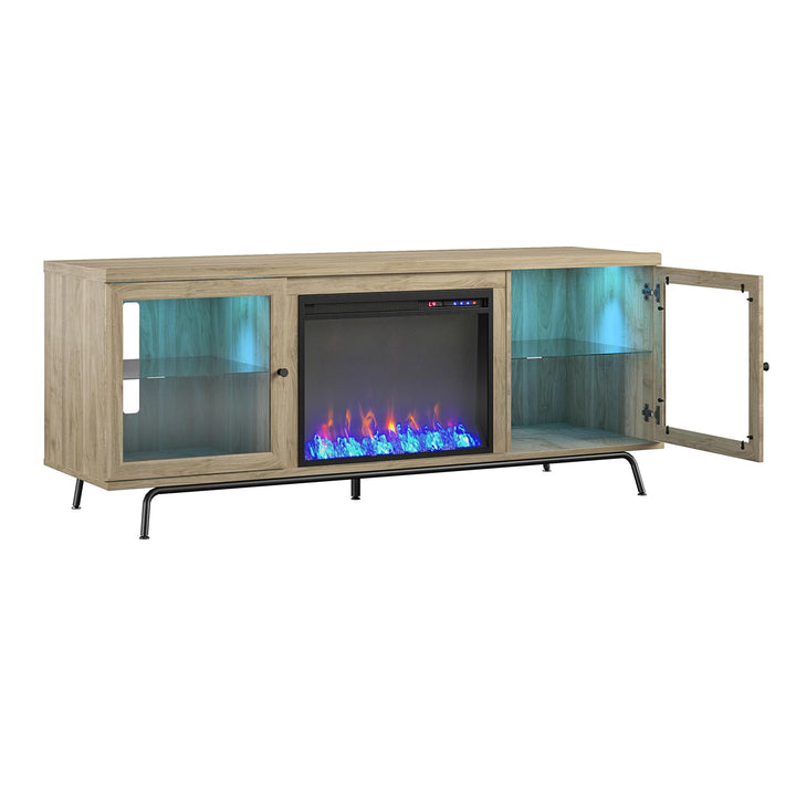 Sydney fireplace with LED lights -  Blonde Oak