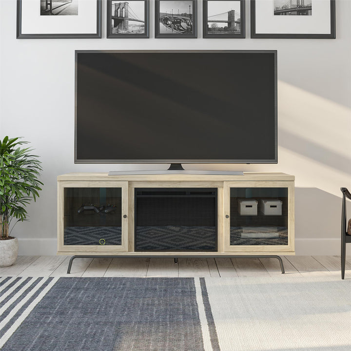 Sydney 70" fireplace TV stand -  Blonde Oak