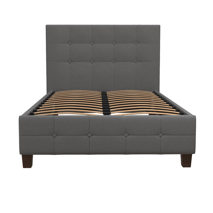 Rose Upholstered Bed with Button Tufted Detail - Gray - Twin