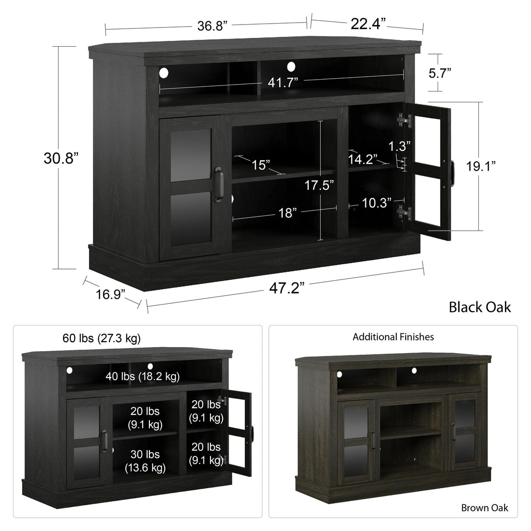 Tinley Park Corner TV Stand for TVs up to 54 Inches - Brown Oak