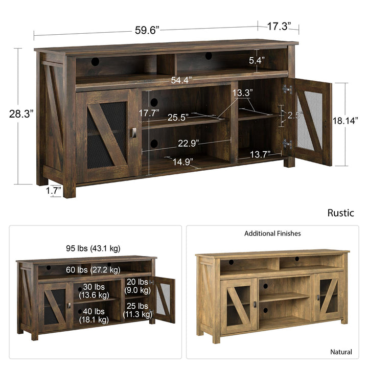 Space-Saving TV Stand for 60 Inch TVs - Natural