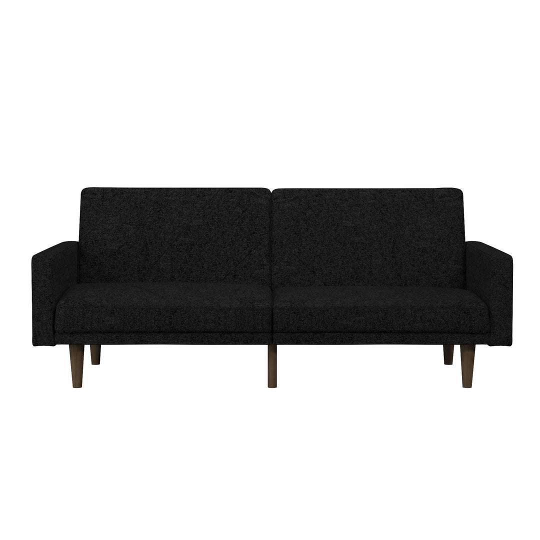 Paxson Futon with Solid Wood Legs and Diagonal Design - Black
