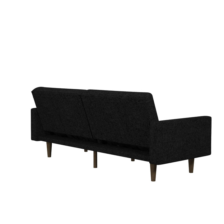 Paxson Futon with Solid Wood Legs and Diagonal Design - Black