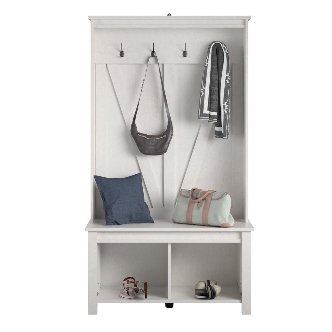 Farmhouse design entryway solution with Farmington bench -  Ivory Oak
