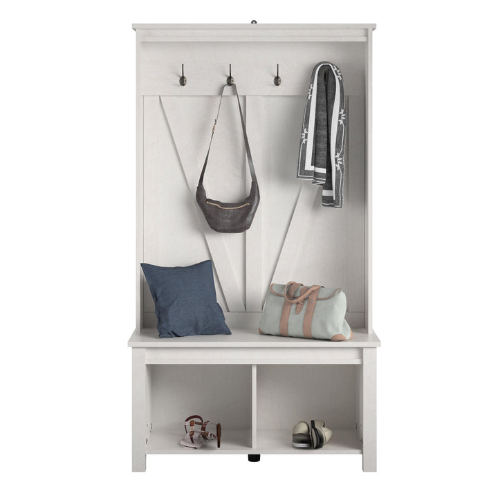 Farmhouse design entryway solution with Farmington bench -  Ivory Oak