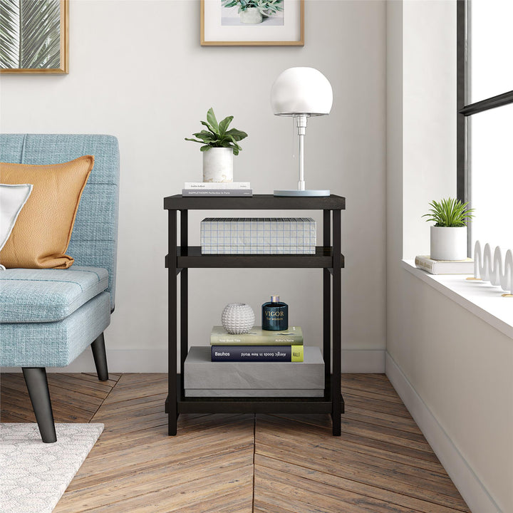 Elmwood table with shelves -  Brown Oak