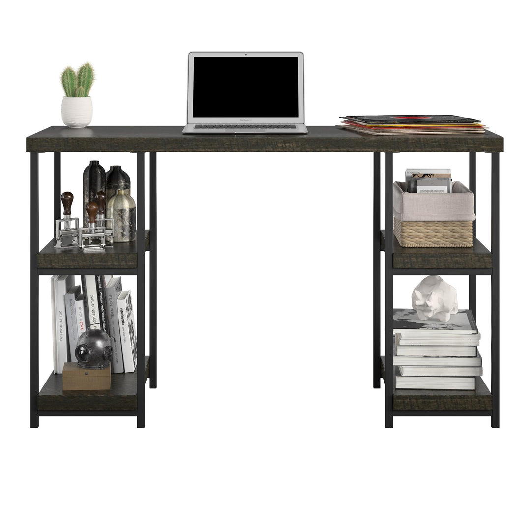 Elmwood desk with four storage compartments -  Brown Oak