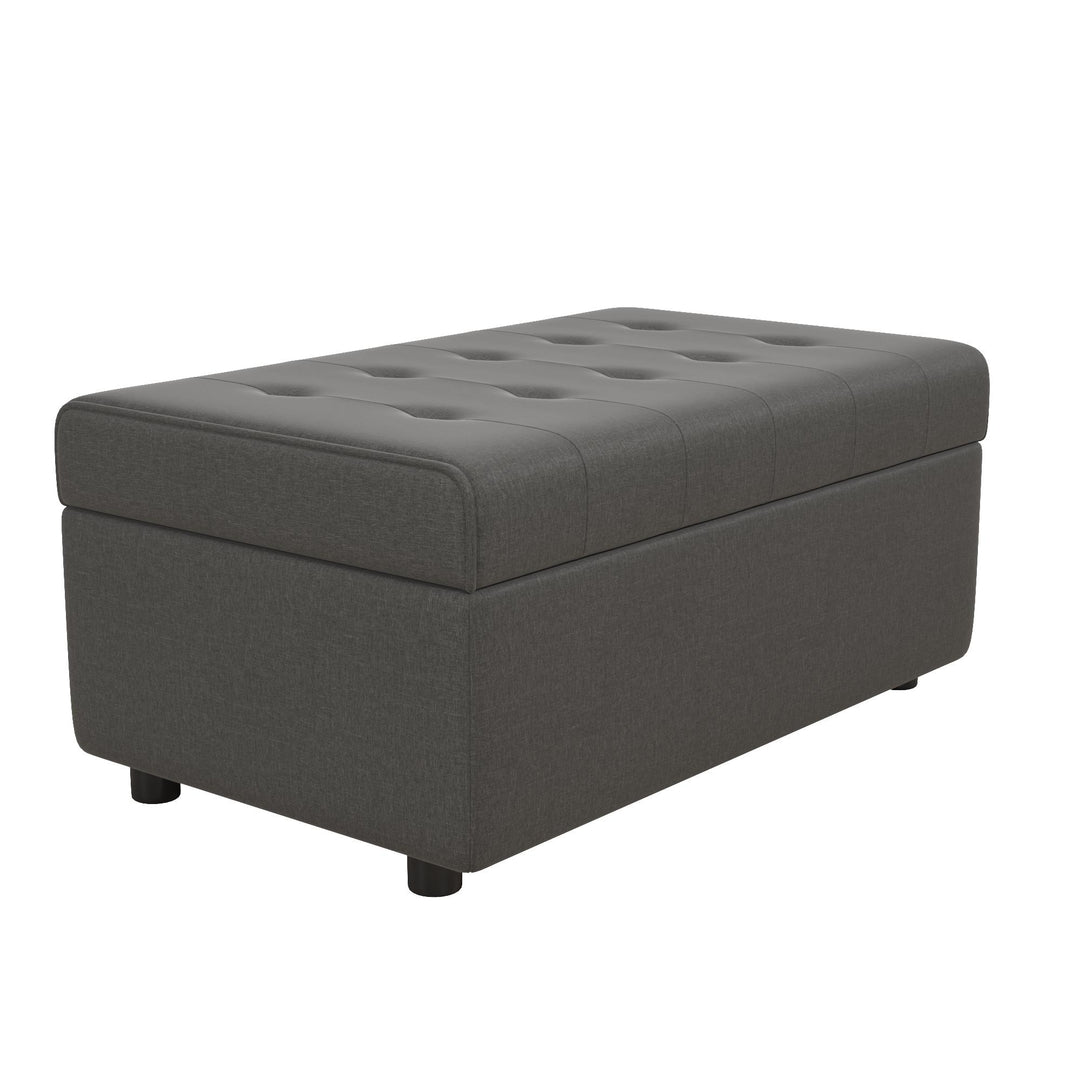 Tufted ottoman with cushioned top - Grey Linen