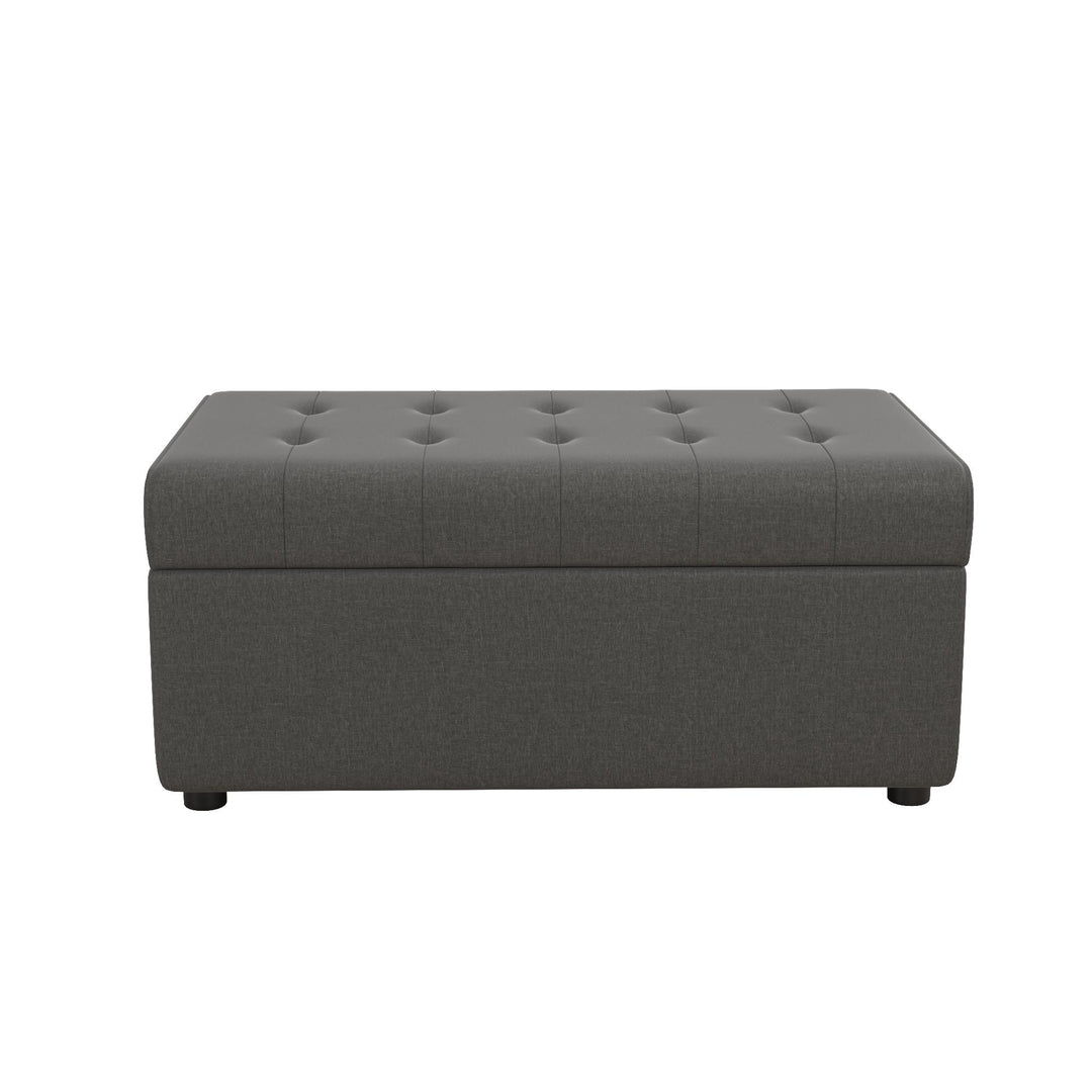 Erika rectangular tufted storage ottoman - Grey Linen