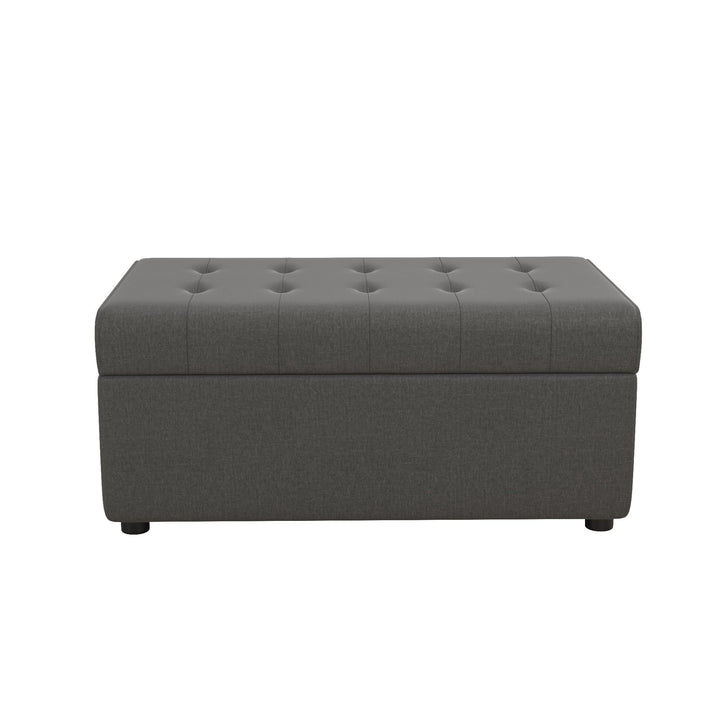 Erika rectangular tufted storage ottoman - Grey Linen