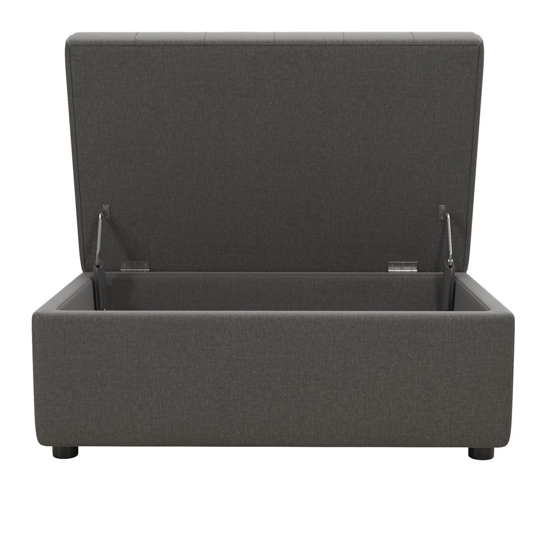 Cushioned storage ottoman - Grey Linen