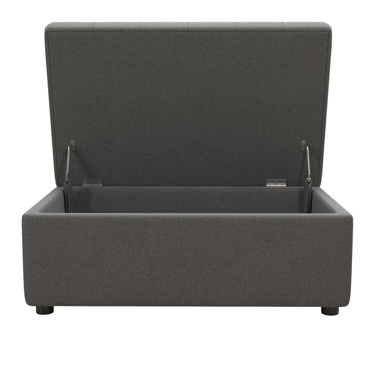 Cushioned storage ottoman - Grey Linen
