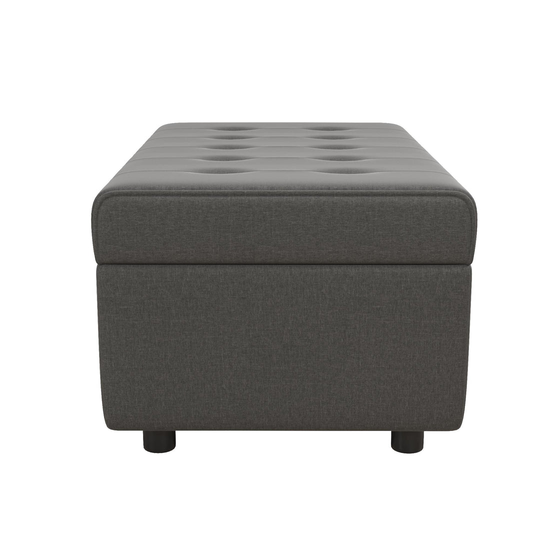 Rectangular ottoman with tufted top - Grey Linen