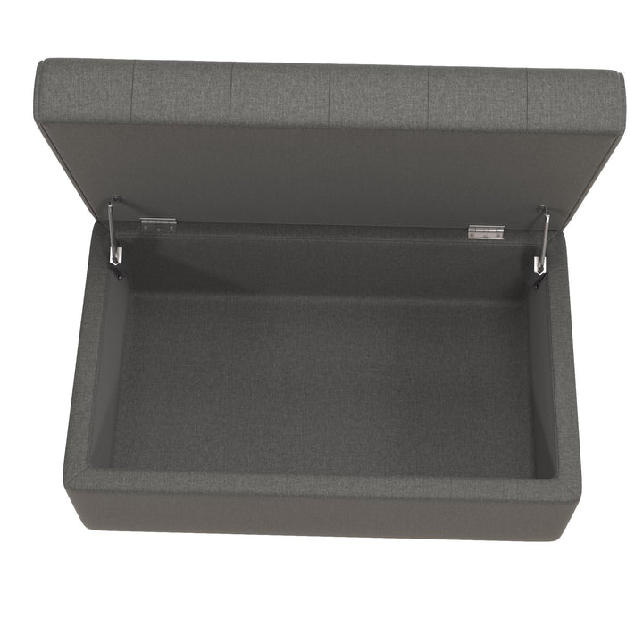Tufted storage ottoman with cushioned top - Grey Linen