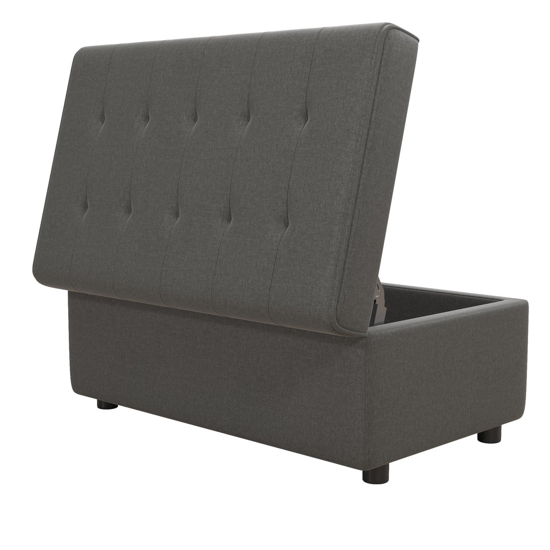 Ottoman with tufted cushion - Grey Linen
