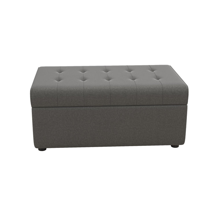 Rectangular ottoman with cushioned lid - Grey Linen