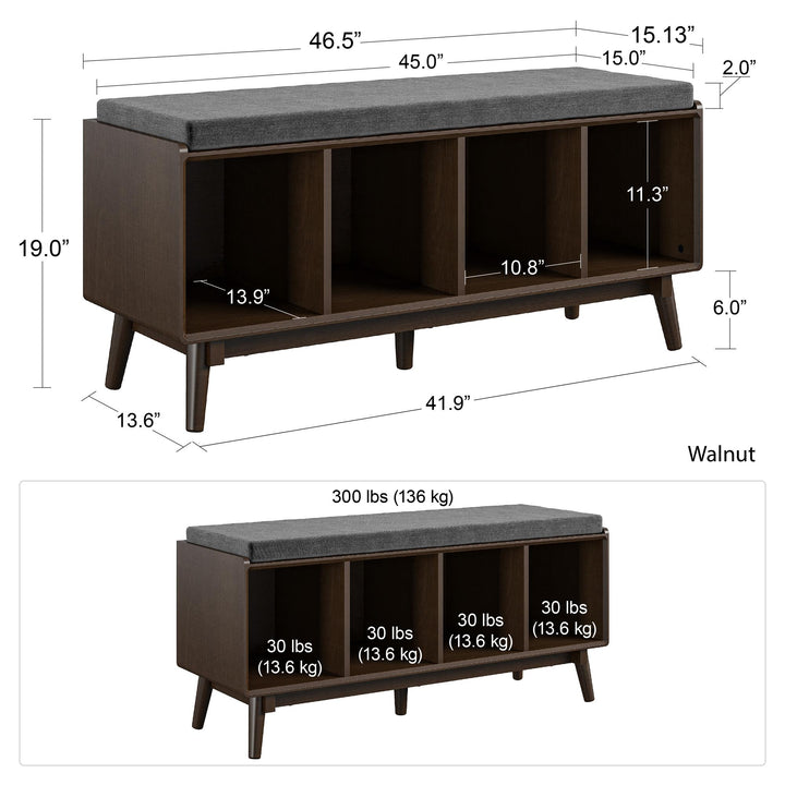 Brittany bench for mudroom -  Florence Walnut