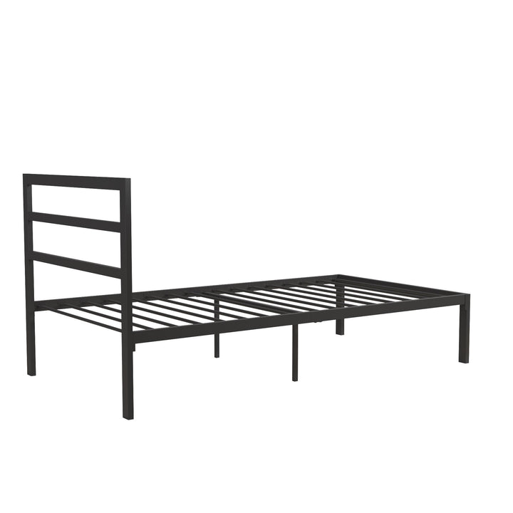 Metal Bed with Headboard and 12 Inch Storage -  Black  -  Twin