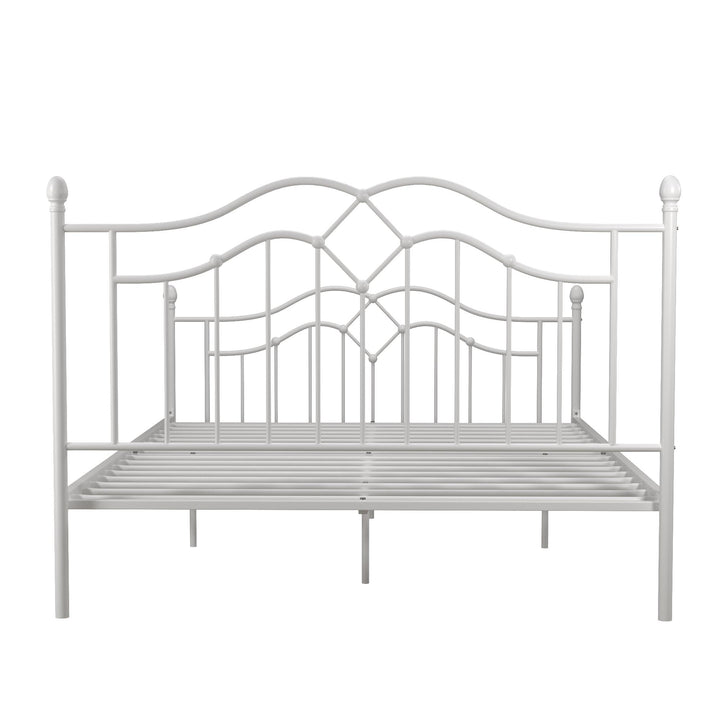 Tokyo Metal Bed with Headboard -  White  -  Full