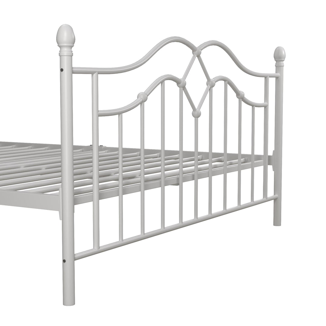 Metal Bed with Footboard and Metal Slats -  White  -  Full