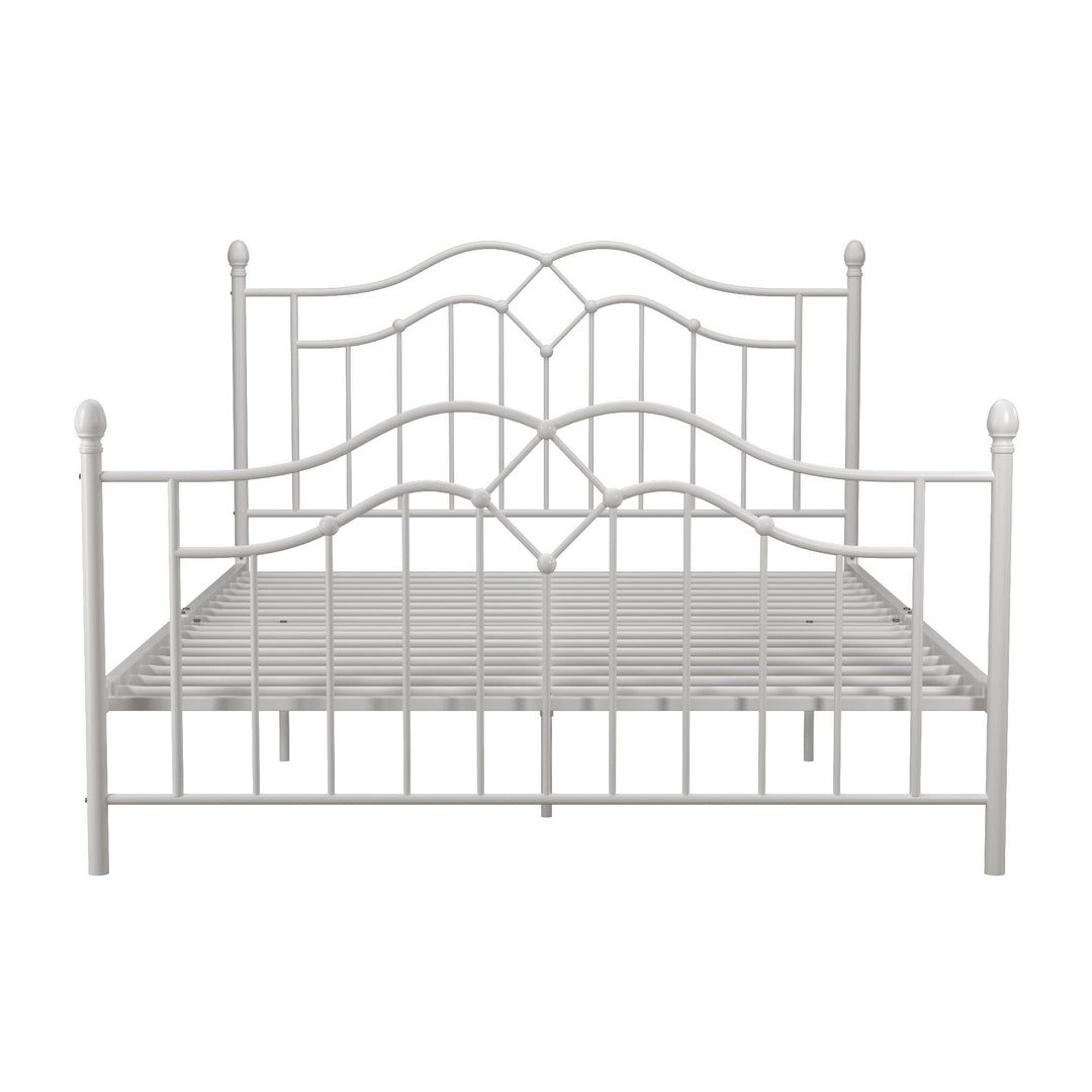 Tokyo Metal Bed with Headboard -  White  -  Full