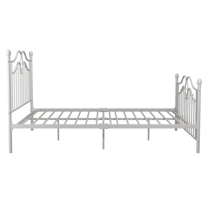 Metal Bed with Footboard and Metal Slats -  White  -  Full
