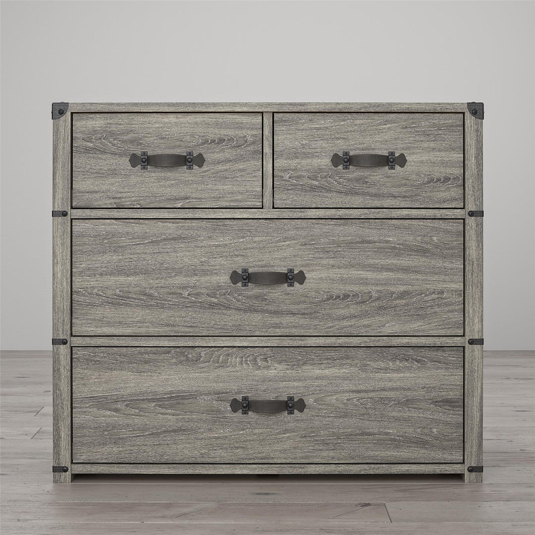 Storage Dresser with Leather Pulls -  Gray Oak