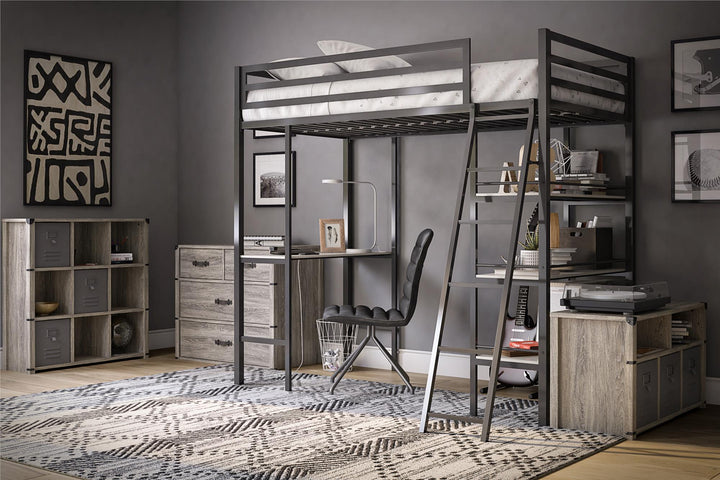 Stylish storage bench with modern design -  Gray Oak