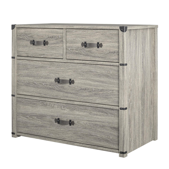 Leather Pulls Storage Dresser Nova -  Gray Oak