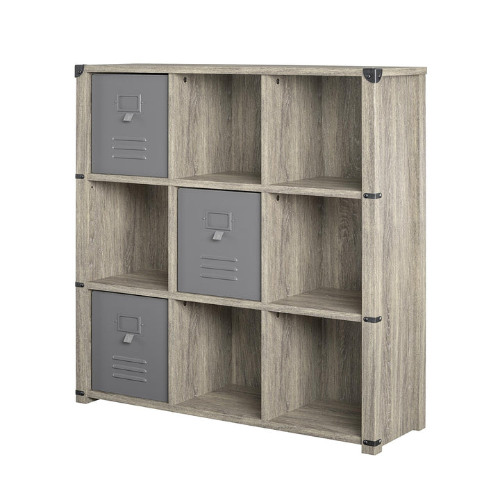 Nova bookcase with metal accents for modern decor -  Gray Oak