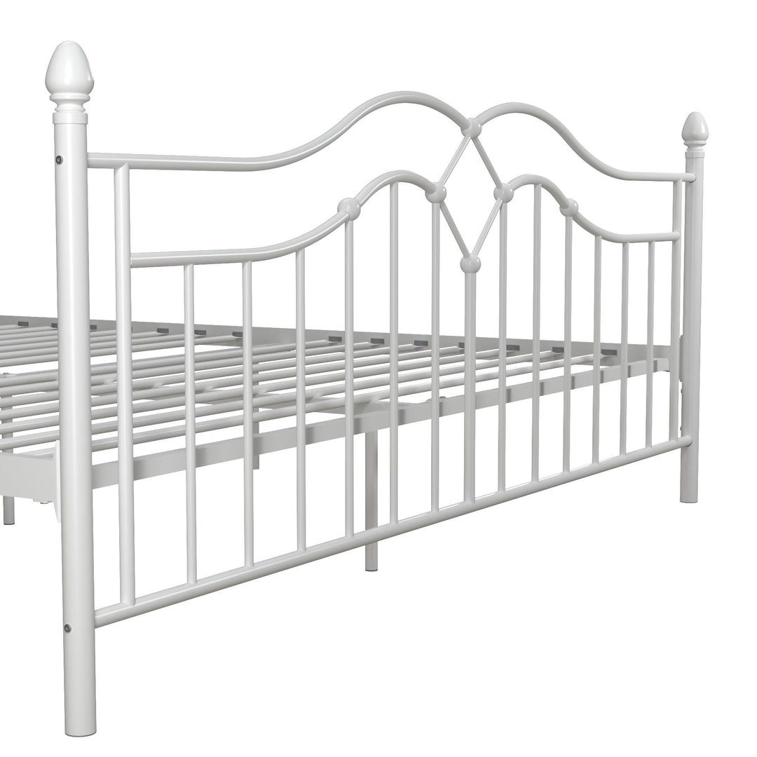 Metal Bed with Headboard and Footboard -  White  -  King